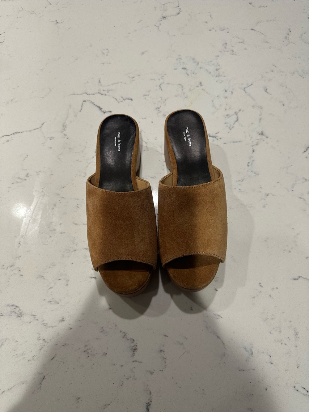 rag & bone (Chloe for exposure) Tan Suede Open-Toe Slide Mules